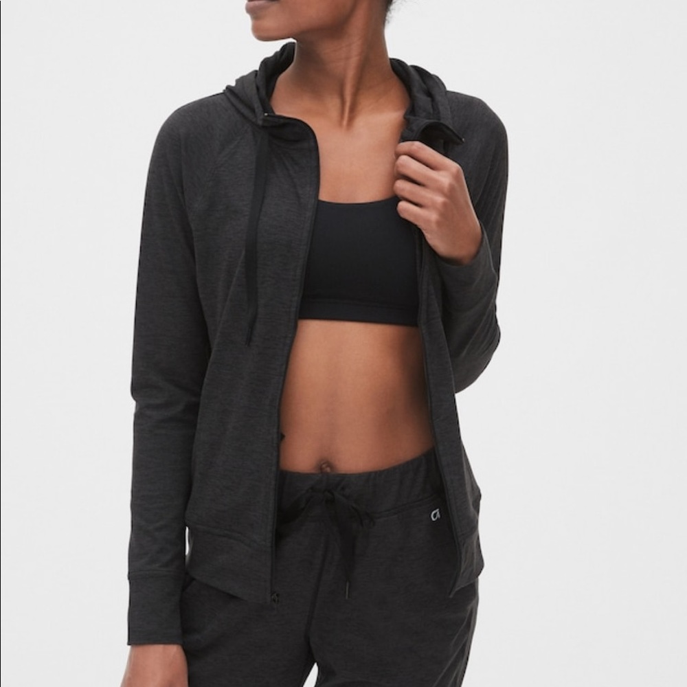 GapFit Full-Zip Hoodie in Brushed Tech Jersey